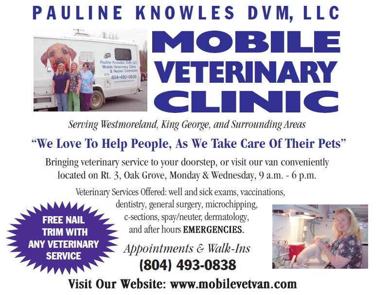 Pauline Knowles DVM Mobile Veterinarian Montross, VA 22520